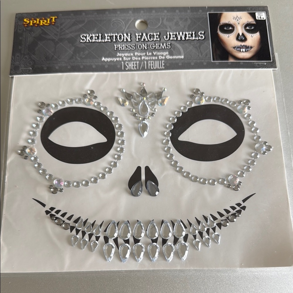 Skeleton Face Jewels Press On Gems